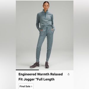 Lululemon Size 6 engineered warmth jogger and quarter zip set!